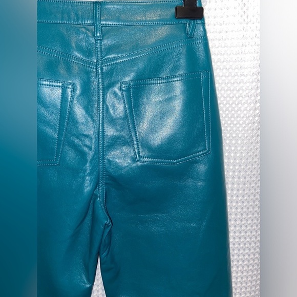 Women’s WILFRED Aritzia stretchy faux leather high waisted green pants size 2 - Picture 6 of 15